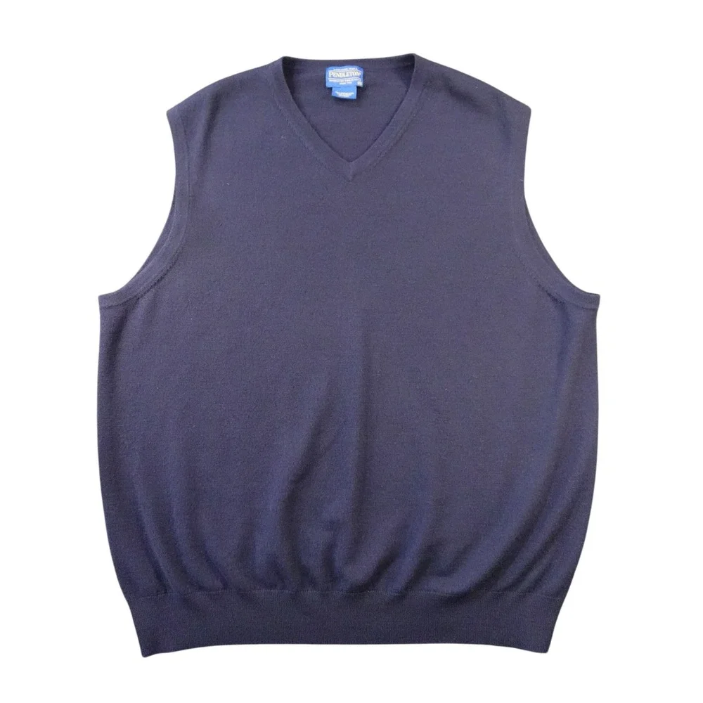 Pendleton 100% Merino Wool Sweater Vest Men's XXL Navy Blue V Neck Classic